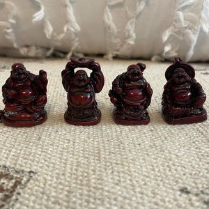 Little trinket, Buddha, decor, plant decor, set of four, deep red tones
